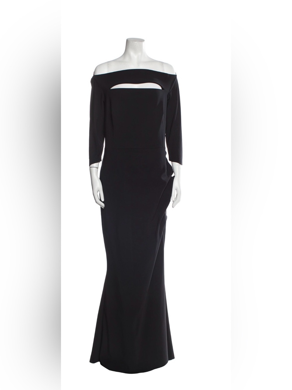 Chiara Boni Black Off-Shoulder Long Sleeve Gown